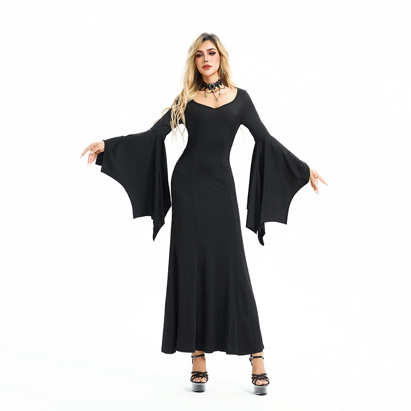 ハロウィンコスチュームヨーロッパとアメリカのスタイルアメリカンホットガールナイトクラブクイーンバットスリーブスリムドレスダークゴシックレディース服