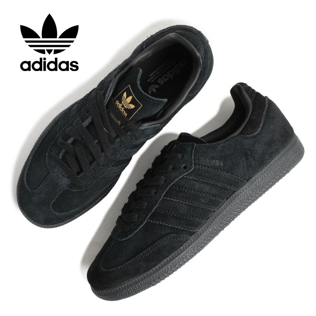 adidas アディダス SAMBA OG サンバ スニーカー BLACK/GREY HEATHER/GOLD METALLIC ( ブラック 黒 レディース レザースニーカー JR0887 )