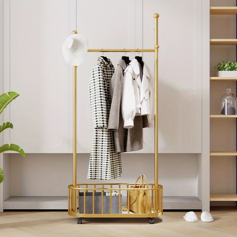 ハンガーラック 洋服掛け 帽子 カバン掛け 収納付き 北欧 オーバル 楕円形 金 ゴールド 軽量 移動 掃除しやすい ラグジュアリー