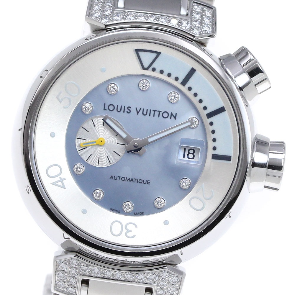 ルイ・ヴィトン LOUIS VUITTON Q1330 タンブール オートマティック 8Pダイヤ ラグダイヤ 自動巻き レディース 箱・保証書付き_820205【中古】
