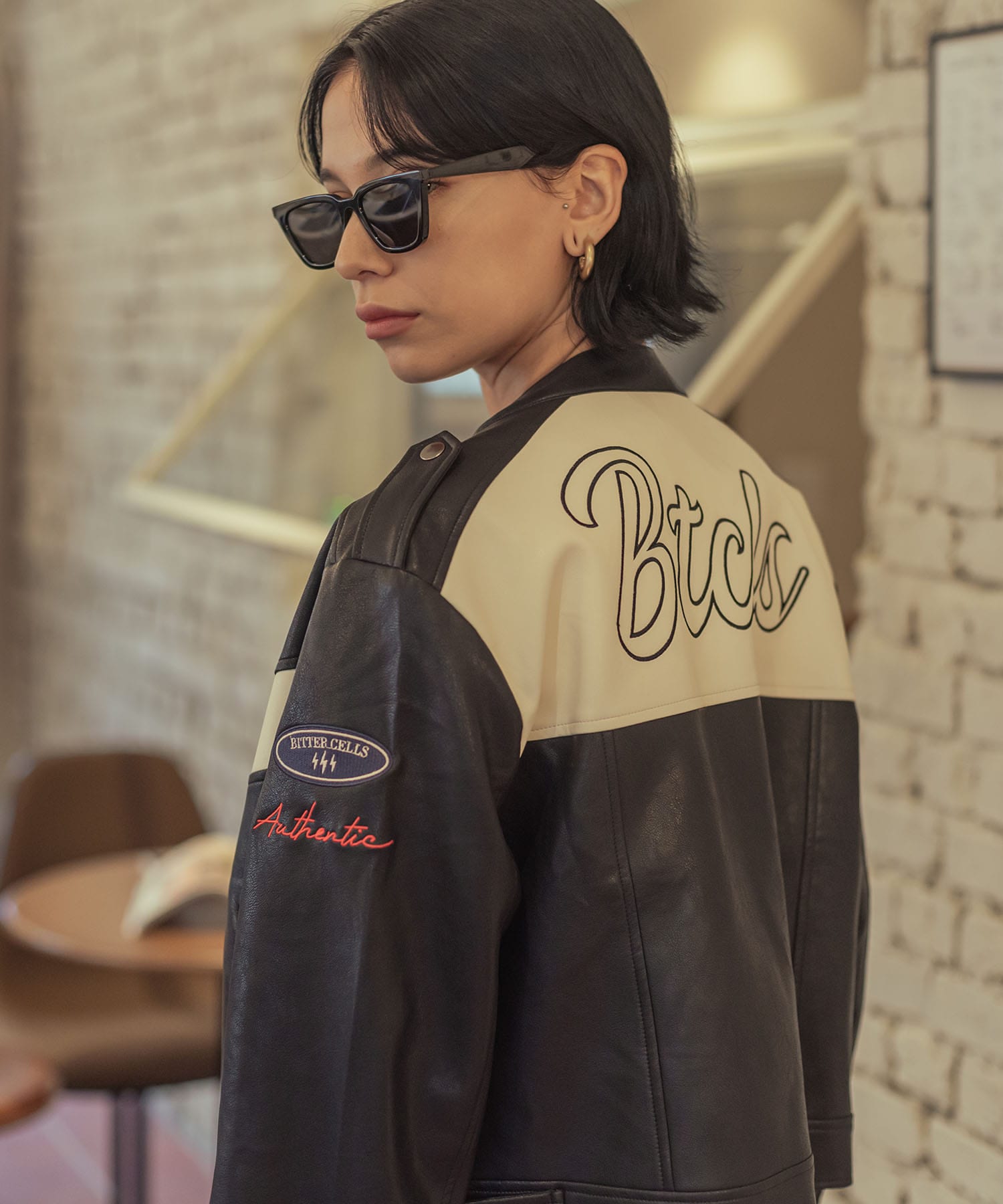 【BITTERCELLS】 [ジェニージゼル着用] ECO LEATHER LACING JACKET : 3COLOR