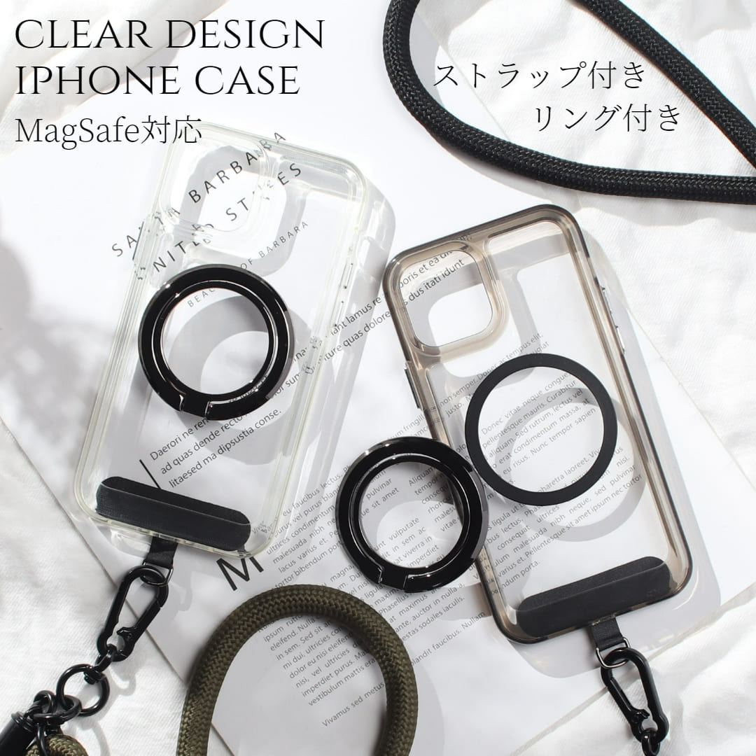 iphoneSE3 ケース クリア ショルダー リング付き iphoneSE2 iphone8 iphone7 マグセーフ magsafe リング ホルダー マグネット SE3 8 7 SE2 カバー