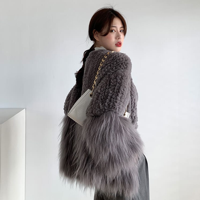 ファーステッチフェイクファーコート 異素材 ファーコート イミテーションフォックス 秋冬 コート 毛皮 ジャケット アウター フェミニン. ゴージャス ３カラー a3790