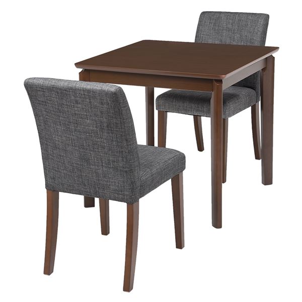 ダイニング 3点セット テーブル1 チェア2 グレー テーブル幅75cm 木製フレーム 組立品 リビング