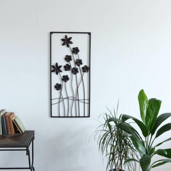 インテリアアート 壁掛け 飾り アンティーク 花 ウォールデコレーション アイアン ボタニカル 380x820mm