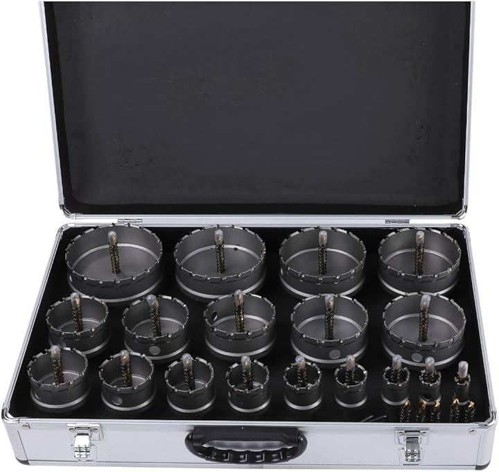 現役電気工事士・大工推薦＆監修 超硬 ホールソーセット ステンレス 木工 鉄鋼用 対応 電工 18本セット 保管用アタッシュケース付き(18本セット：15～100mm) 23,214円