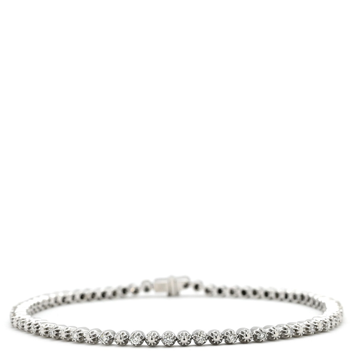 デビアス ブレスレット LINE ダイヤモンド ブレスレット ホワイトゴールド Au750 K18WG LINE テニスブレスレット 0.50ct 【中古】