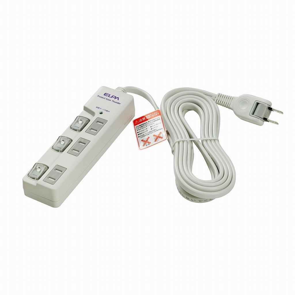 （まとめ買い）ＬＥＤランプスイッチ付タップ３Ｐ３ｍ WBS-LU303B（W） [x3]
