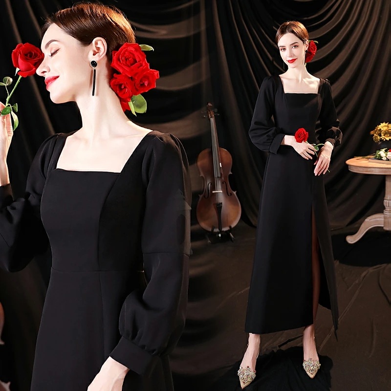 カラードレス 袖あり 無地 フォーマルドレス 長袖 ファスナー 前撮りドレス 演奏会用 エレガント Aラインドレス ステージ 衣装 結婚式 二次会 ロングドレス 披露宴 花嫁 パーティードレス wed