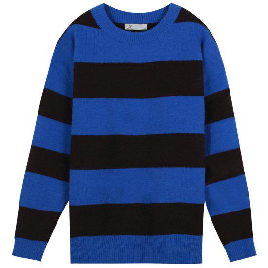 ボーダーセーター レディース ボーダーニットセーター ニット トップス プルオーバー 長袖 ボーダー柄 柄 太め ブルー S M L 通学 秋冬 デイリー 合わせやすい おしゃれ かわいい カジュアル