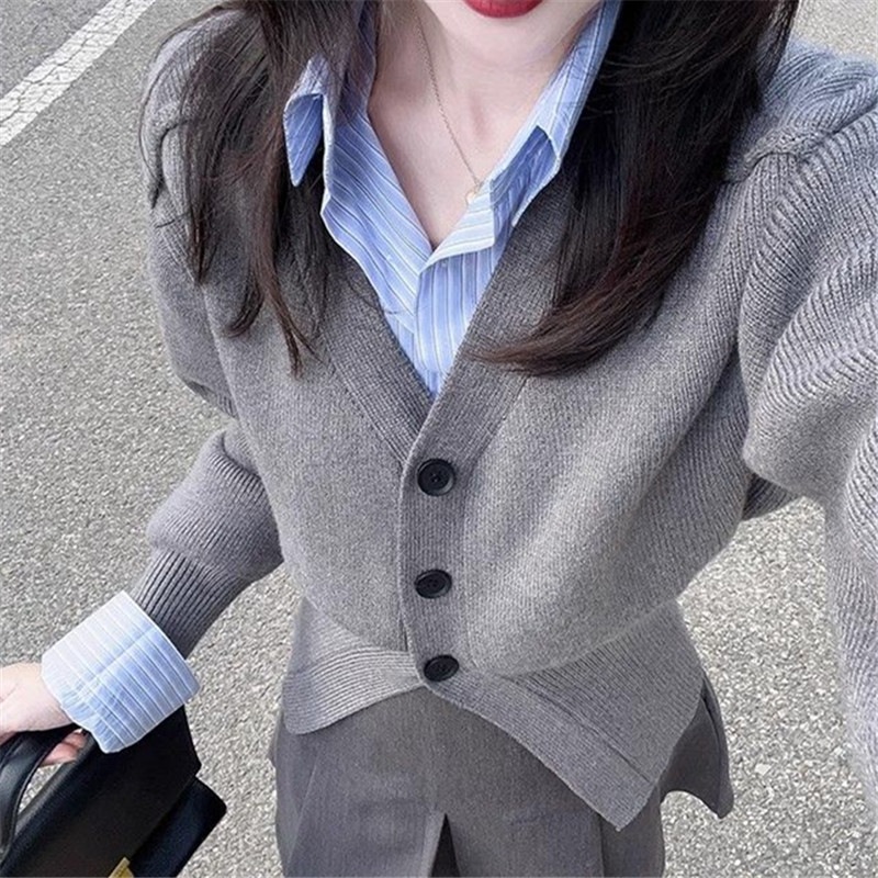 秋服 カレッジスタイル セーター カーディガン スカート 2点セット 2点セット 2024年初秋 新作 婦人服