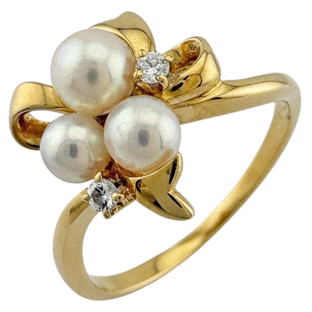 ミキモト リング 指輪 12号 18金 K18イエローゴールド パール MIKIMOTO 中古 美品