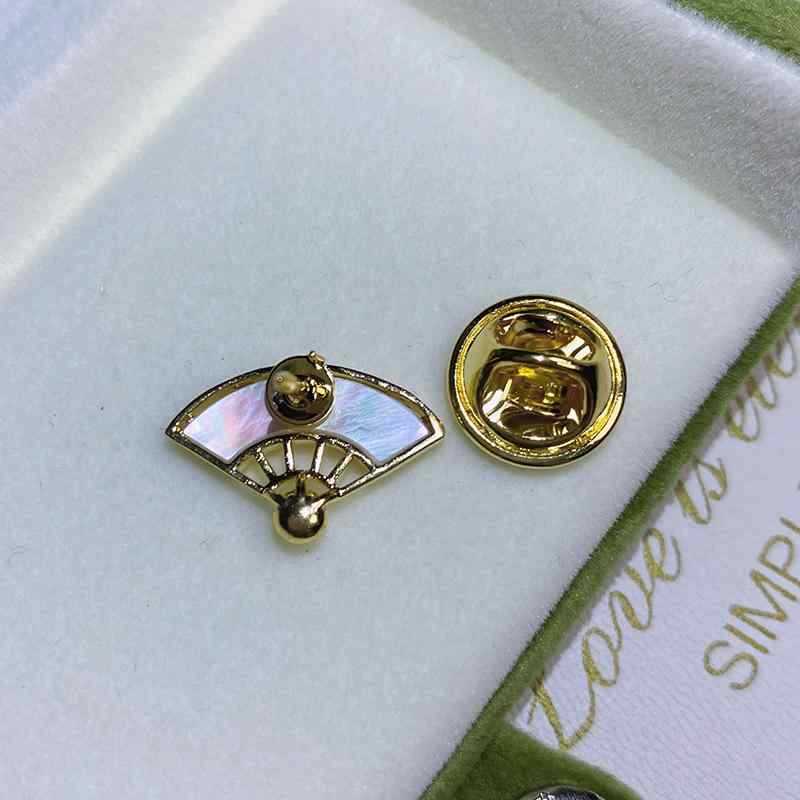 DIY アクセサリー ブローチ パーツ パール無し 空ホルダー 半完成 銅 金メッキ シェル ラペルピン 扇子 ファン カラー ピン アクセサリー パール ホルダー メンズ レディース カップル ギフ