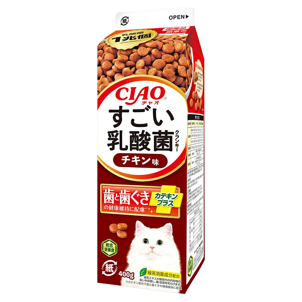 キャットフード　いなば　ＣＩＡＯ　すごい乳酸菌　クランキー牛乳パック　チキン味　４００ｇX１２個　ＣＲＣ35―15―20―05―40