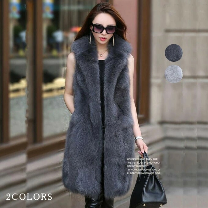 ファーベスト レディース 毛皮ベスト フォックス ロッグベスト