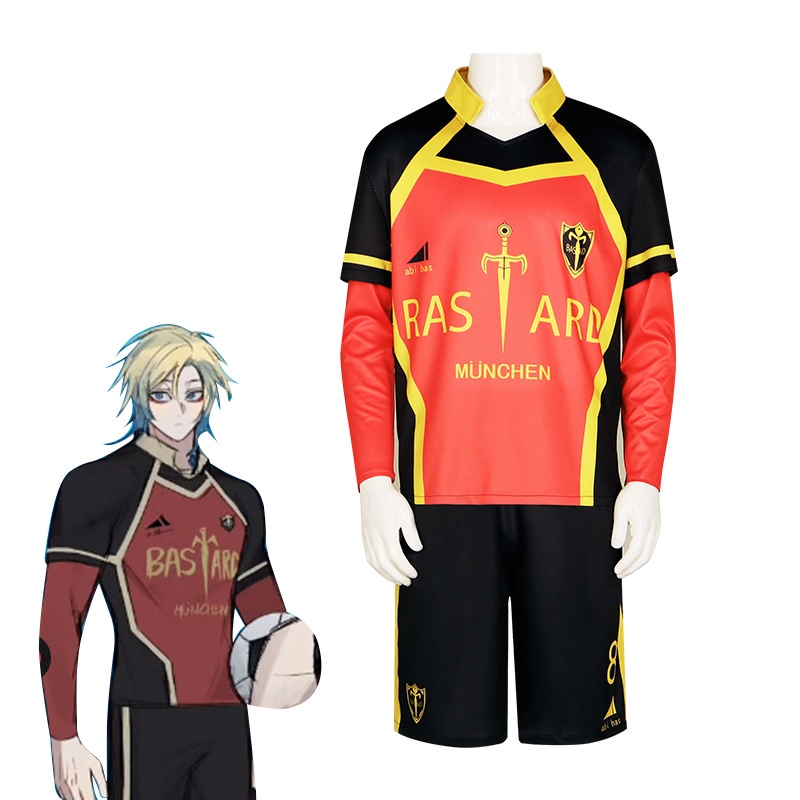 【速達!】BLUE LOCKブルー刑務所コスプレ服蜂楽回潔世一赤黒ユニホームコスプレサッカー服