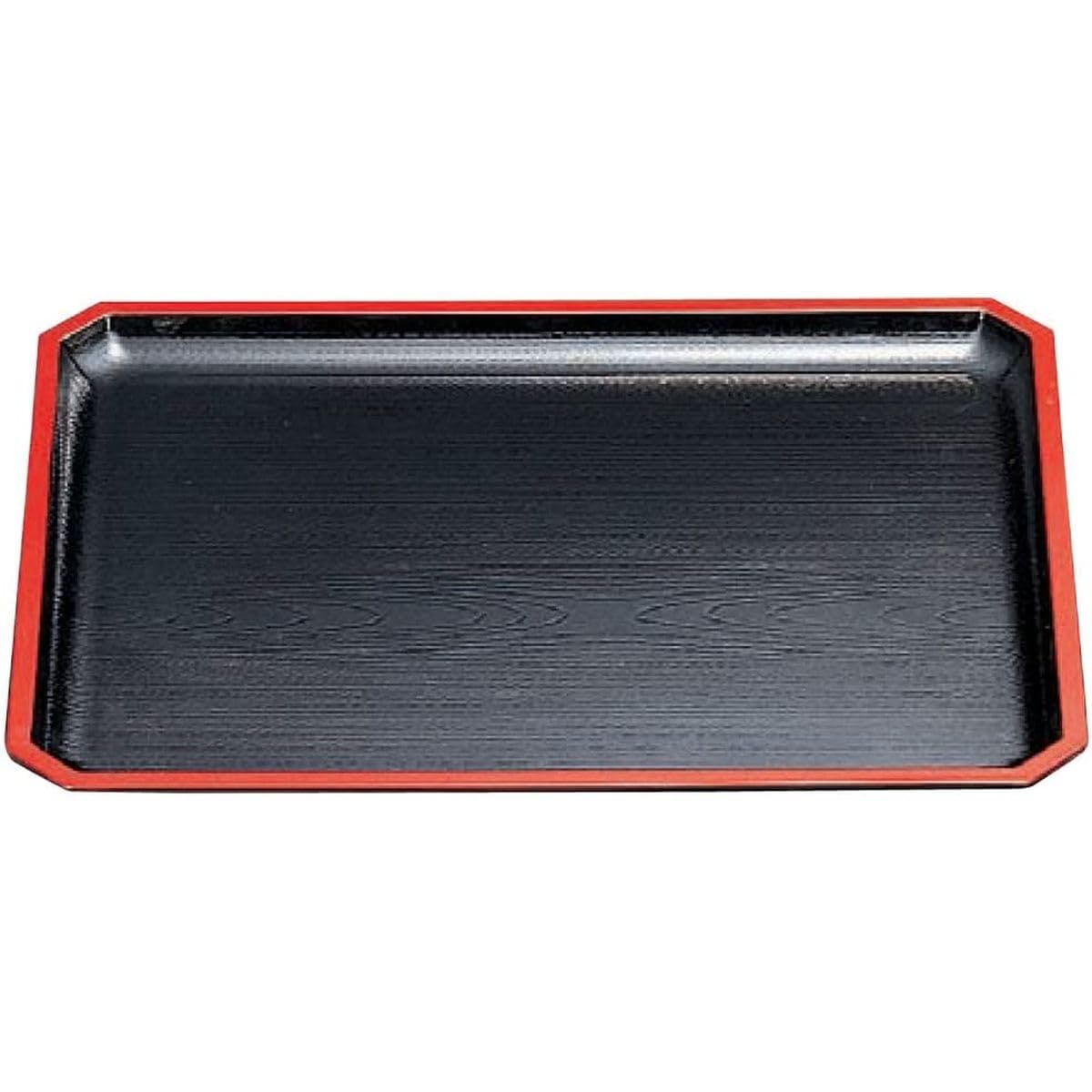 J-kitchens 滑り止め加工 トレー お盆 55cm 尺8隅切木目盆 黒天朱SL 盆 サイズ 55.7cm x 40.7cm x 2.5cm 素材 材質 プラスチック シンプル 79 日本製