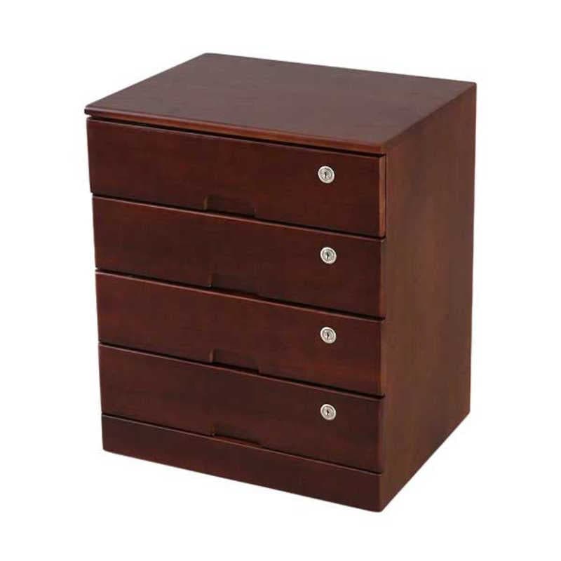 オスマック　リビング チェスト キャスター付き 4段 全段カギ付き ブラウン　TIK-464