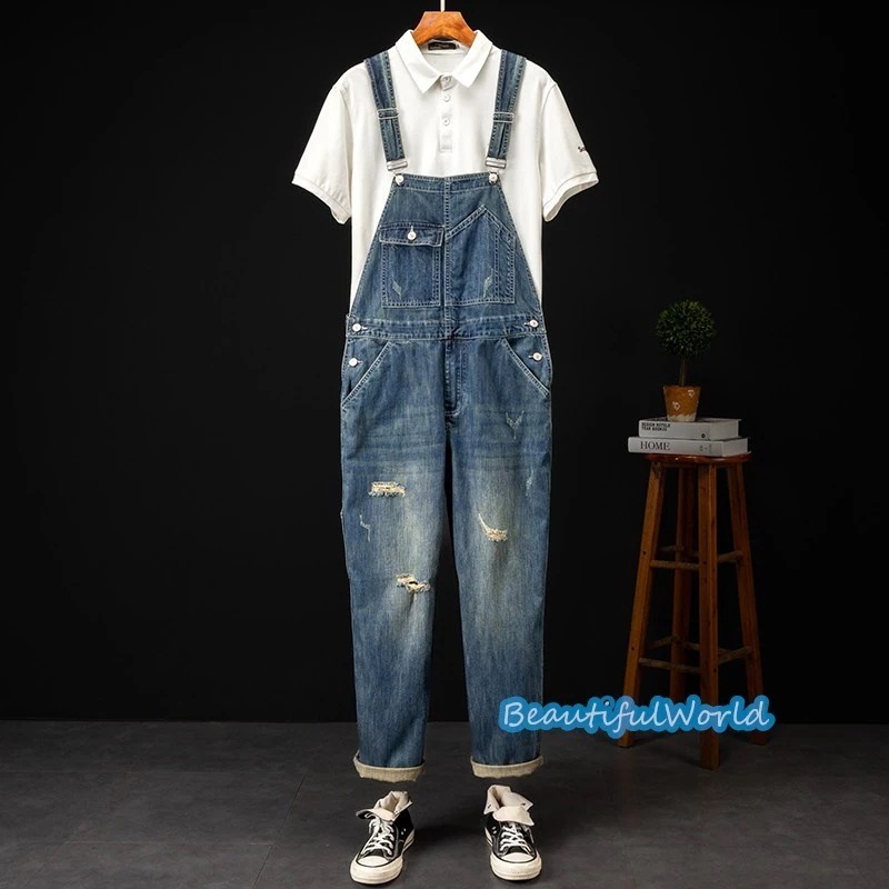 サロペット メンズ オーバーオールデニムオーバーオール つなぎ オールインワン サスペンダー ストリートアメカジ 作業服 春秋 お洒落24bdk20