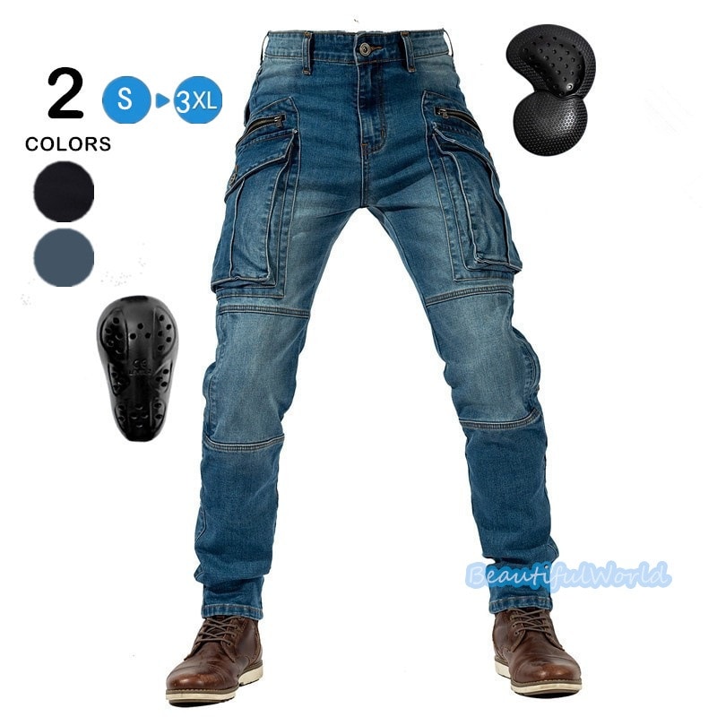 バイクパンツ メンズ ライダーパンツ バイクウェア オートバイ プロテクター付き ジーンズ デニム 転倒防護 膝当て 耐久 耐衝撃 膝パッド レーシングパンツ/24mtckz27