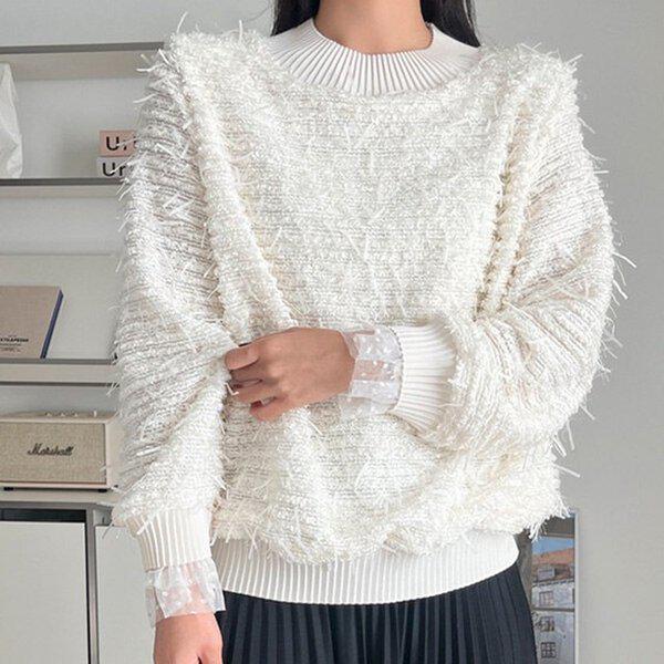 (BL)レニー袖フリルレースブラウス 冬 女性