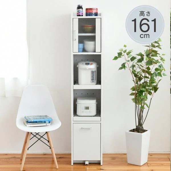 すきま 隙間収納 幅30cm スリム 薄型 キッチン 食器棚 炊飯器ラック 高さ160 扉付き 引き出し 収納 コンセント付き スライド棚 白 新生活 smart AM9時まで当日出荷 ID008 21,113円