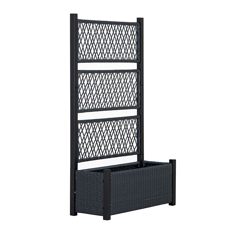 フェンス プランターボックス付き 目隠し 間仕切り プランター プランターボックス ラタン調 幅90cm 高さ149cm 屋外 エクステリア 庭