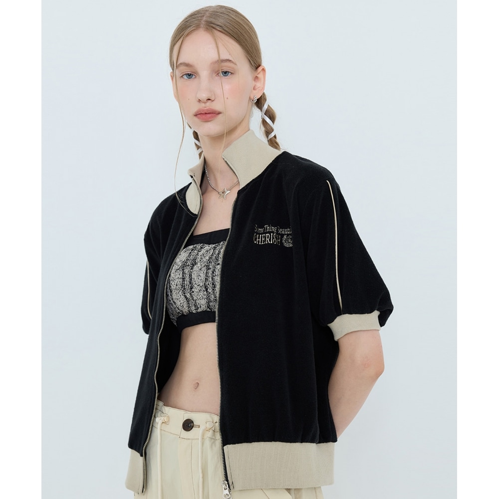 LARTIGENT L4 テリー ジップアップ ジャンパー(ブラック)