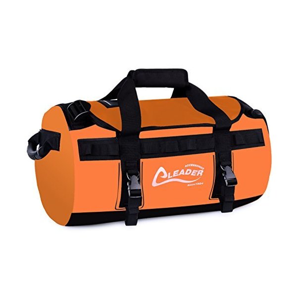 Leader Accessories Deluxe Water Resistant PVC Tarpaulin Duffel Bag Backpack (Orange， 90L) 並行輸入品