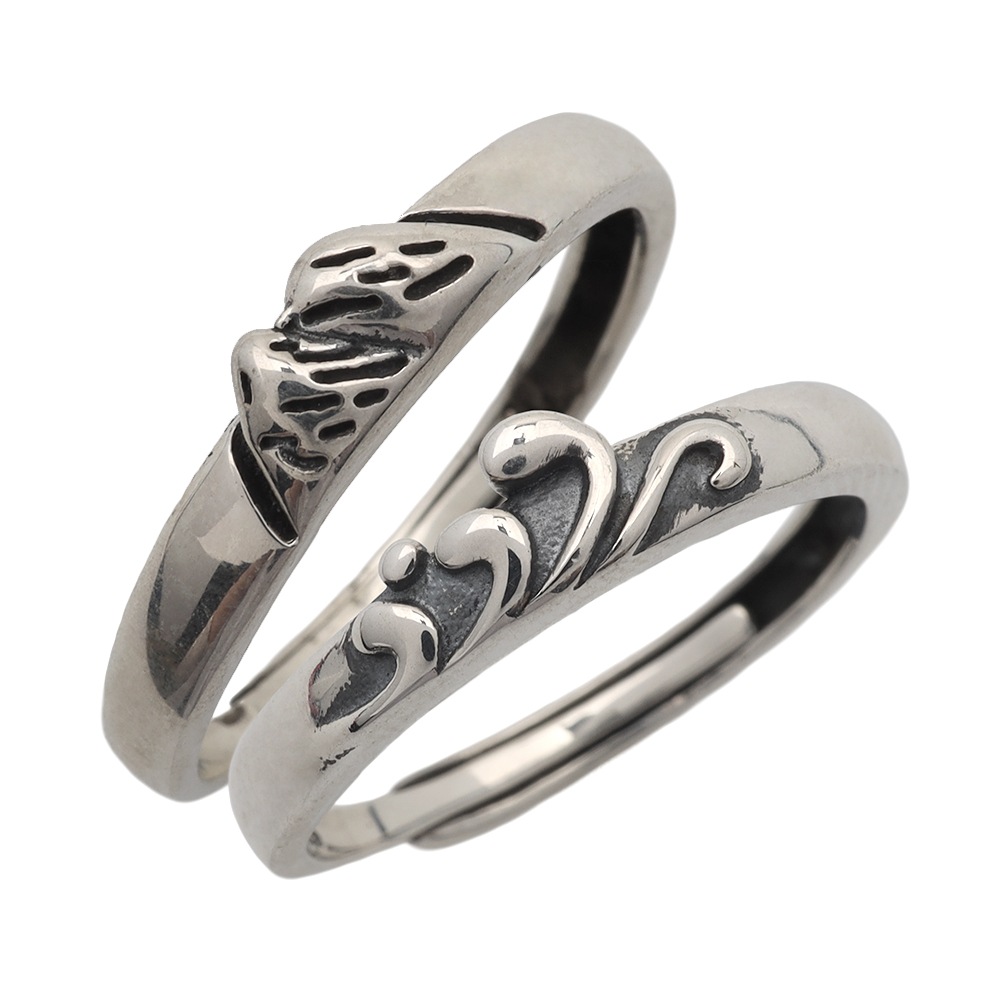 S925 ペアリング 山 海 2個セット [fhrs010-silver]