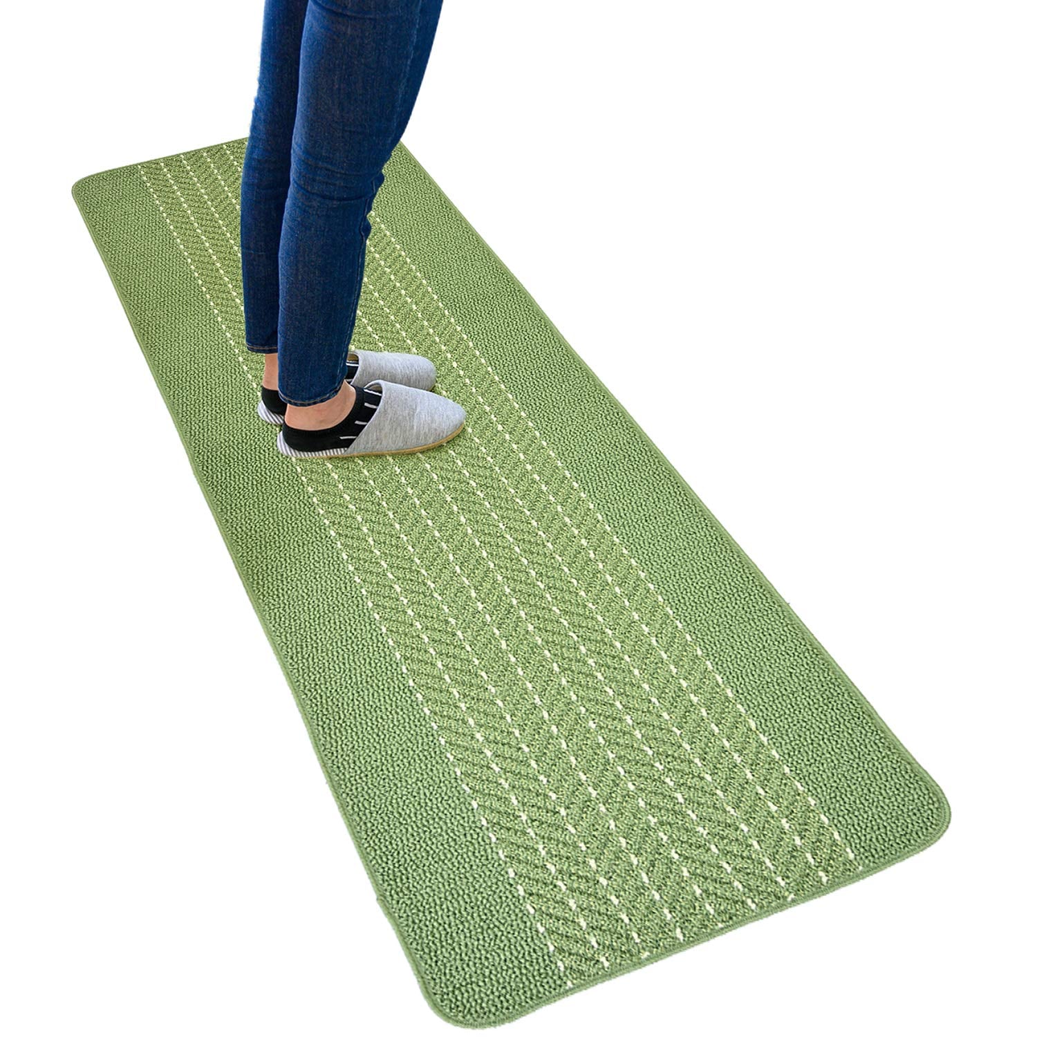 オカ(OKA) 優踏生 洗いやすいキッチンマットヘリンボン 約60cm180cm グリーン (すべらない 日本製 北欧) 4,688円