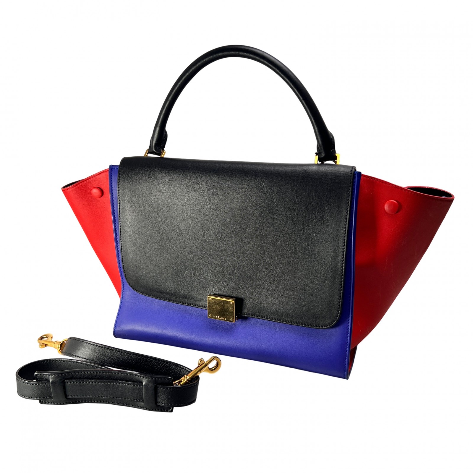 CELINE セリーヌ トラペーズ スモール レザー ハンドバッグ マルチカラー A-14223