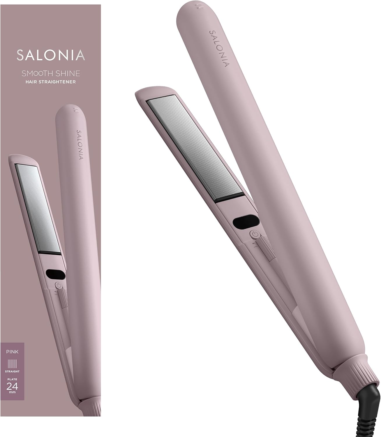 SALONIA サロニア スムースシャイン ストレートアイロン ヘアアイロン 24mm ピンク