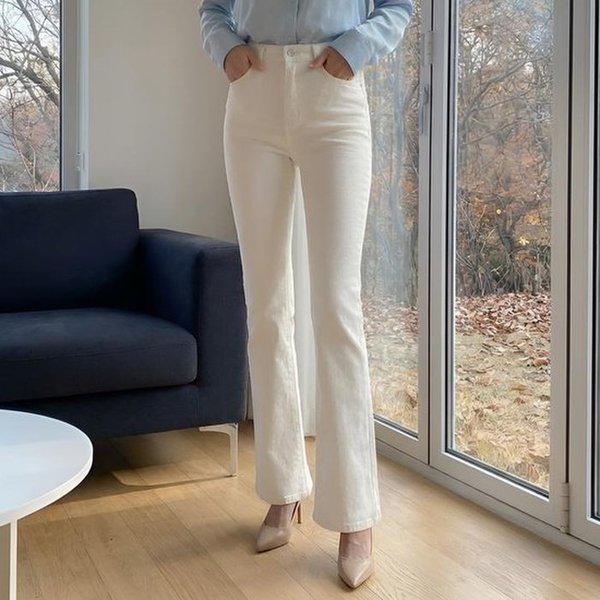 女性スリムフィットブーツカットパンツ起毛コットンパンツ