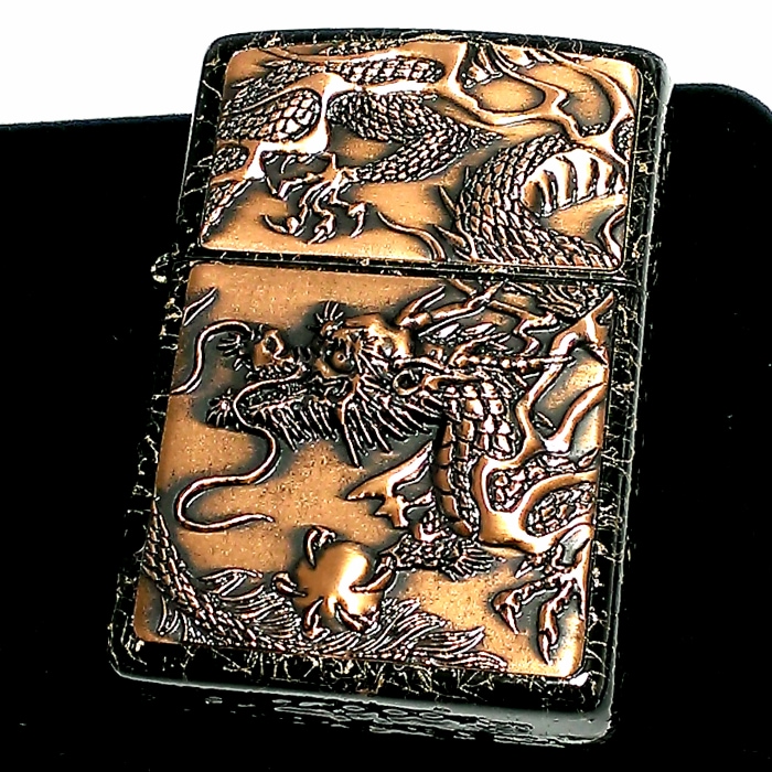 ZIPPO ライター ライズメタル 赤龍 金乱糸 黒 和柄 伝統工芸 本漆塗り ジッポ ブラック ゴールド かっこいい 竜 おしゃれ ドラゴン 高級 メンズ ギフト プレゼント