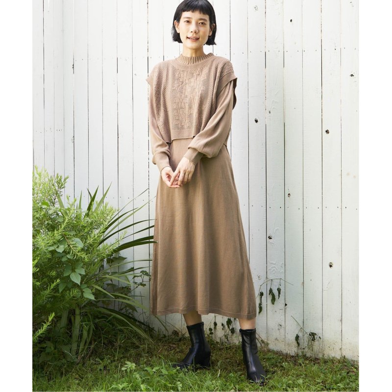 ニットベストワンピセット