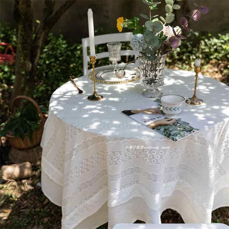 テーブルクロス 北欧 おしゃれ インテリア コーヒーテーブル 白 シンプル レース 軽量 涼しい スカート ガーデン ラウンド
