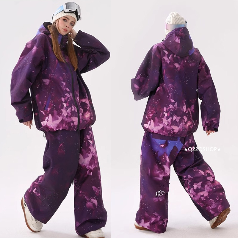 スノボウェア 2025 上下セット メンズ レディース アウター ジャケット パンツ ズボン 紫 セットアップ ウィンタースポーツ スノーボードウェア スキーウェア スノーウェア 防水防寒 韓国風 28,829円