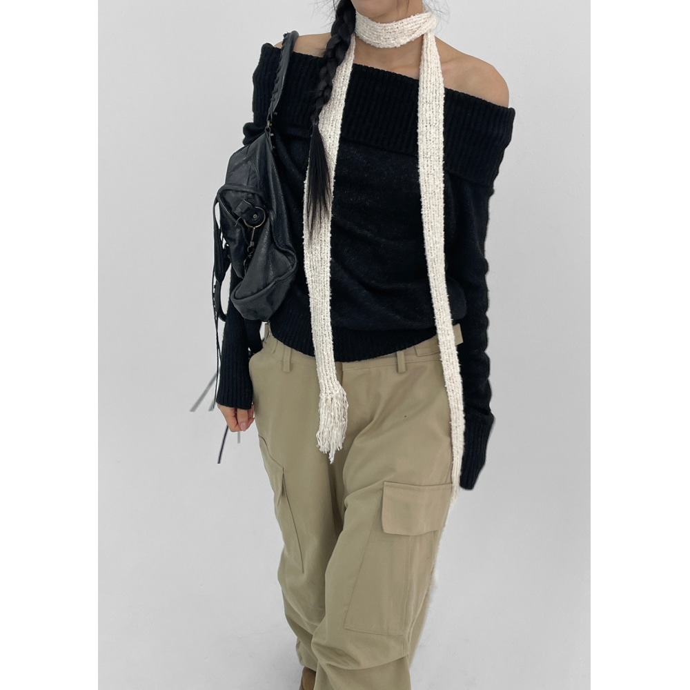 ブラックアップ OSHO ニットロングマフラー