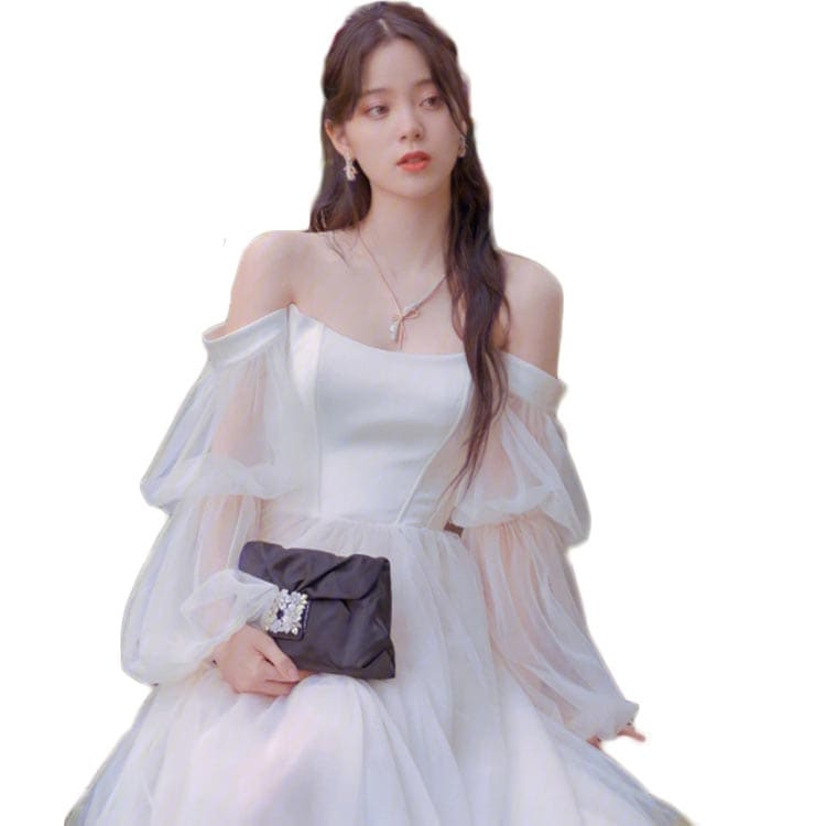 ウエディングドレス 袖あり 長袖 パーティードレス 披露宴 前撮り 後撮り 結婚式 レディースドレス ウェディングドレス 二次会 Aライン ホワイト lifu-2893-gg