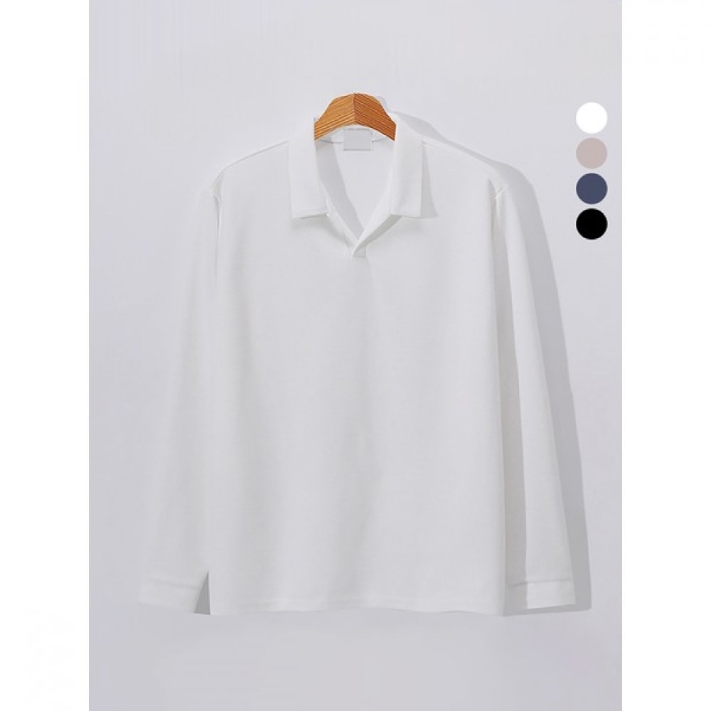 (ジュアンズ) デイリーオープンカラースパンロングスリーブTシャツ EHCT0457