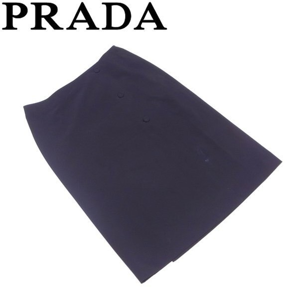 スカート セミフレアー アシンメトリーボタン 38サイズ ブラック 中古