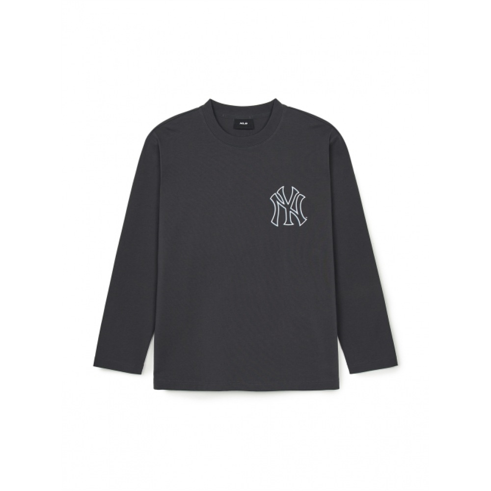 MLB ベーシックメガルースフィットルーズフィットロングスリーブ T シャツ NY (チャコールグレー)