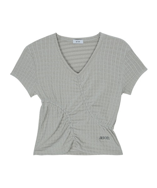 【AS"ON】 SOFT SHIRRING TEE / GRAY 正規品