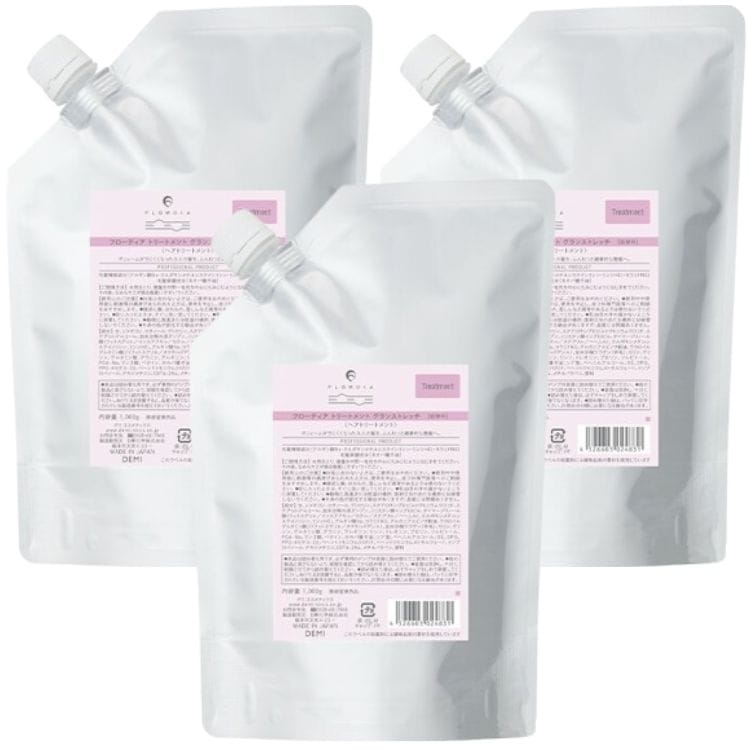 3個セット フローディア トリートメント グランストレッチ 1000g レフィル 詰替え 細毛 軟毛 ボリューム 弾力 エイジング 毛髪補修 艶髪 シャンプー