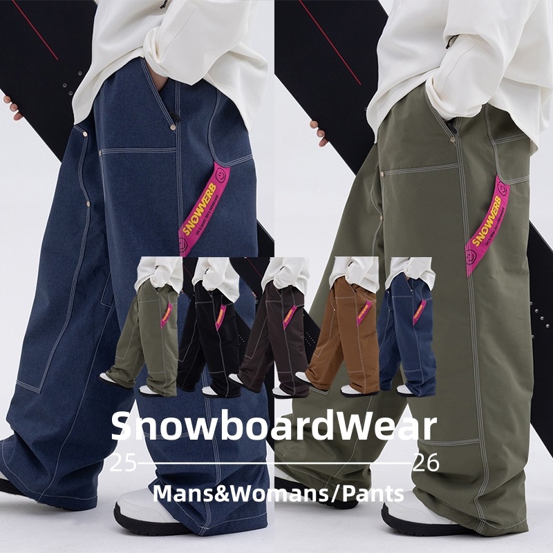スノボウェア 5色 2025 2026 耐水圧10000mm スノボパンツ ズボン ブラウン緑黒青 おしゃれ 韓国風 スノーボードウェア スノーウェア スキーウェア メンズ レディース ユニセックス