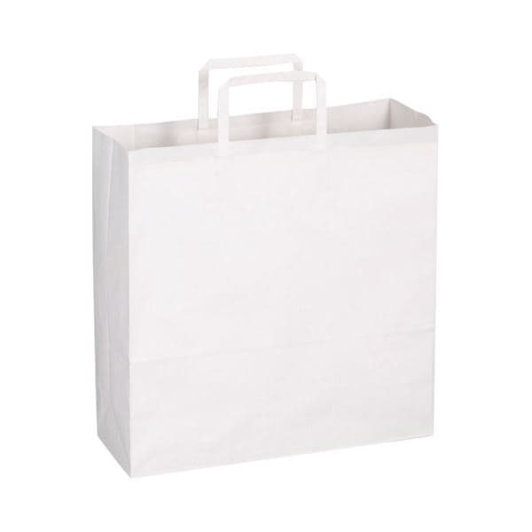 TANOSEE 紙手提袋 平紐 中ヨコ320タテ320マチ幅115mm 白無地 1セット（300枚：50枚6パック）