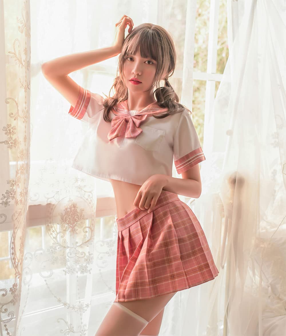 女子高生BeLovedお得なト半袖ミニ丈トップス ミニスカートTバックネクタイ/ タイツ 白高校生