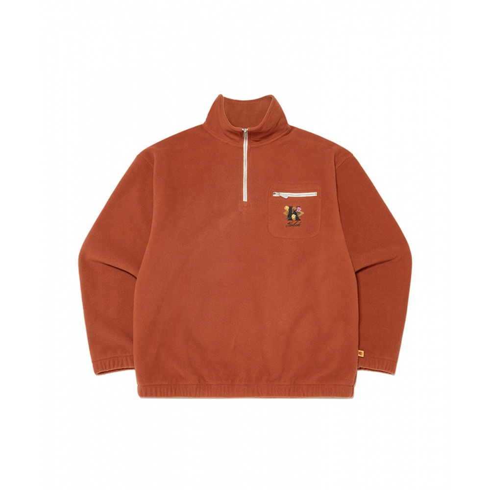コダックブラウニーマイクロフリースハーフジップスウェットシャツオレンジ