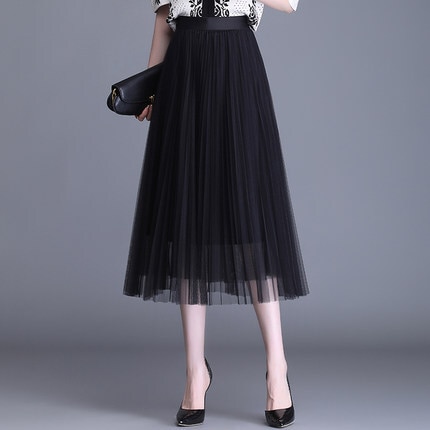 チュールプリーツスカート スカート ボトムス フレアスカート チュールスカート 膝丈 ひざ丈 フレア Aライン プリーツ チュール ハイウエスト 透け感 かわいい 大人可愛い きれいめ シンプル